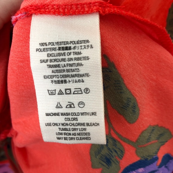 NWT Free People Red Floral Print Short Sleeve Top - Picture 5 of 7